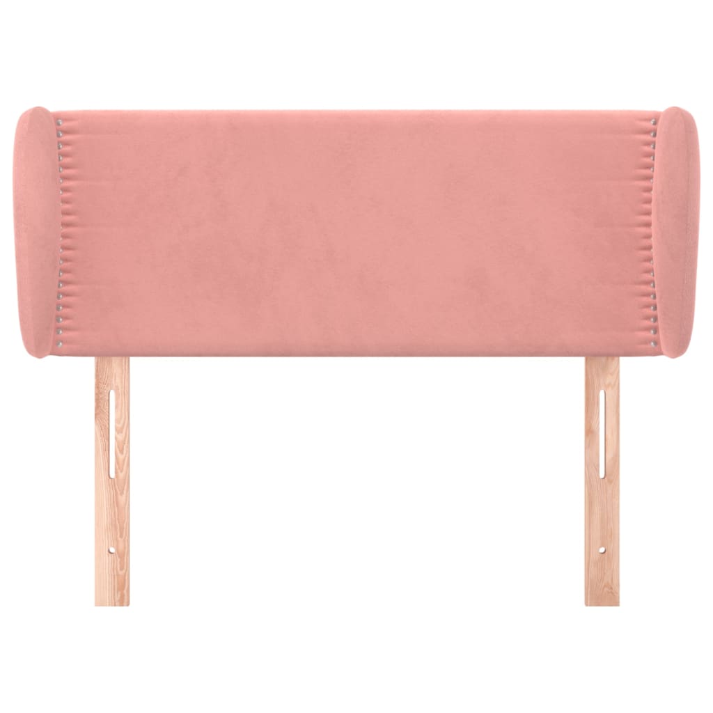 sengegavl med kanter 103x23x78/88 cm fløjl lyserød