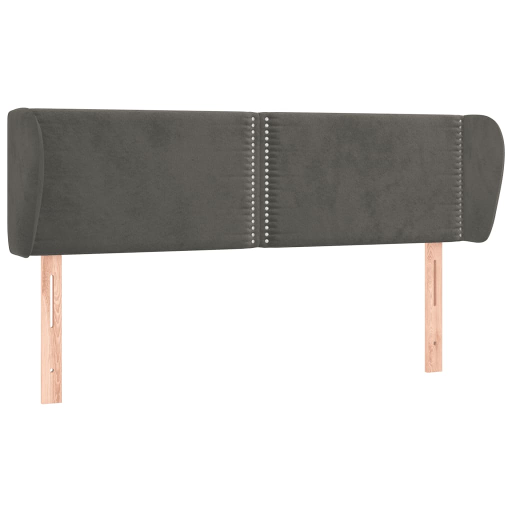 sengegavl med kanter 147x23x78/88 cm fløjl mørkegrå