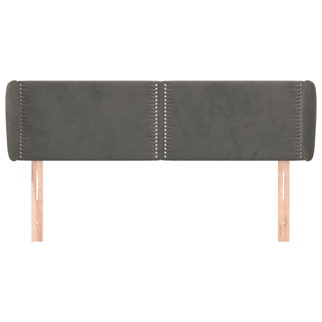 sengegavl med kanter 147x23x78/88 cm fløjl mørkegrå