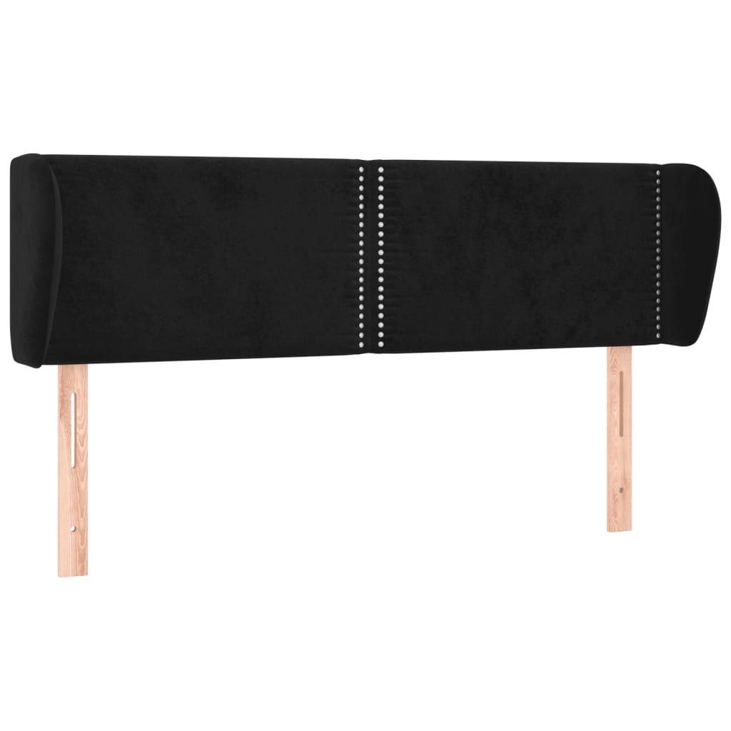 sengegavl med kanter 147x23x78/88 cm fløjl sort