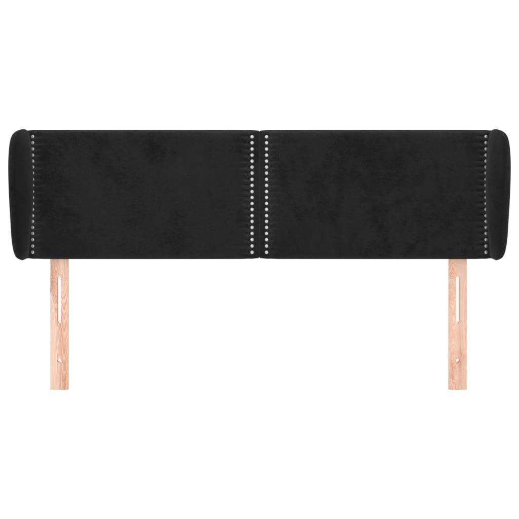 sengegavl med kanter 147x23x78/88 cm fløjl sort