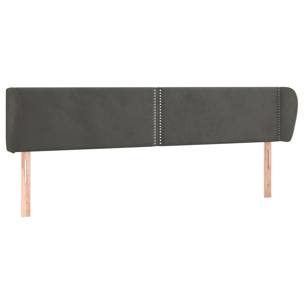 sengegavl med kanter 163x23x78/88 cm fløjl mørkegrå
