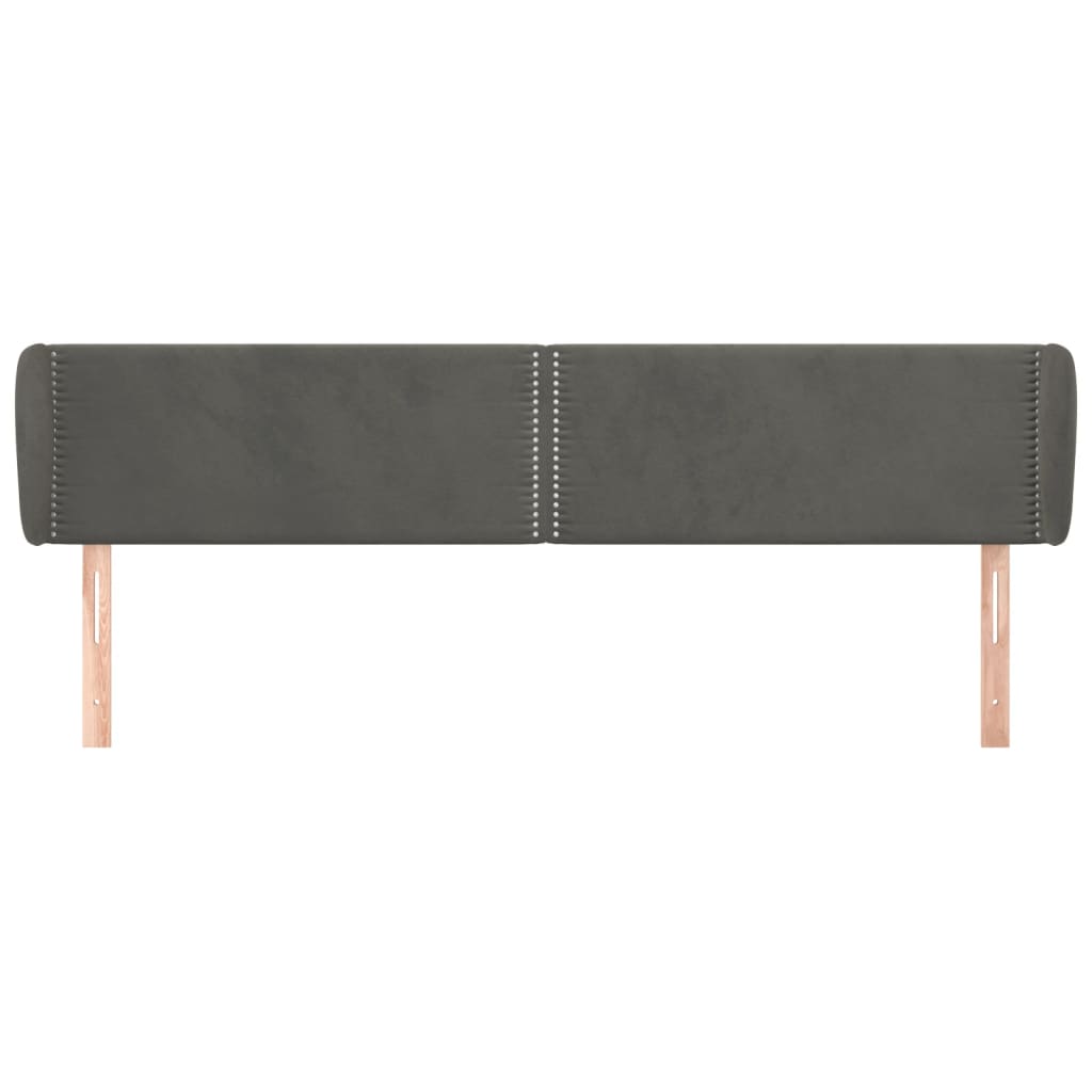 sengegavl med kanter 163x23x78/88 cm fløjl mørkegrå