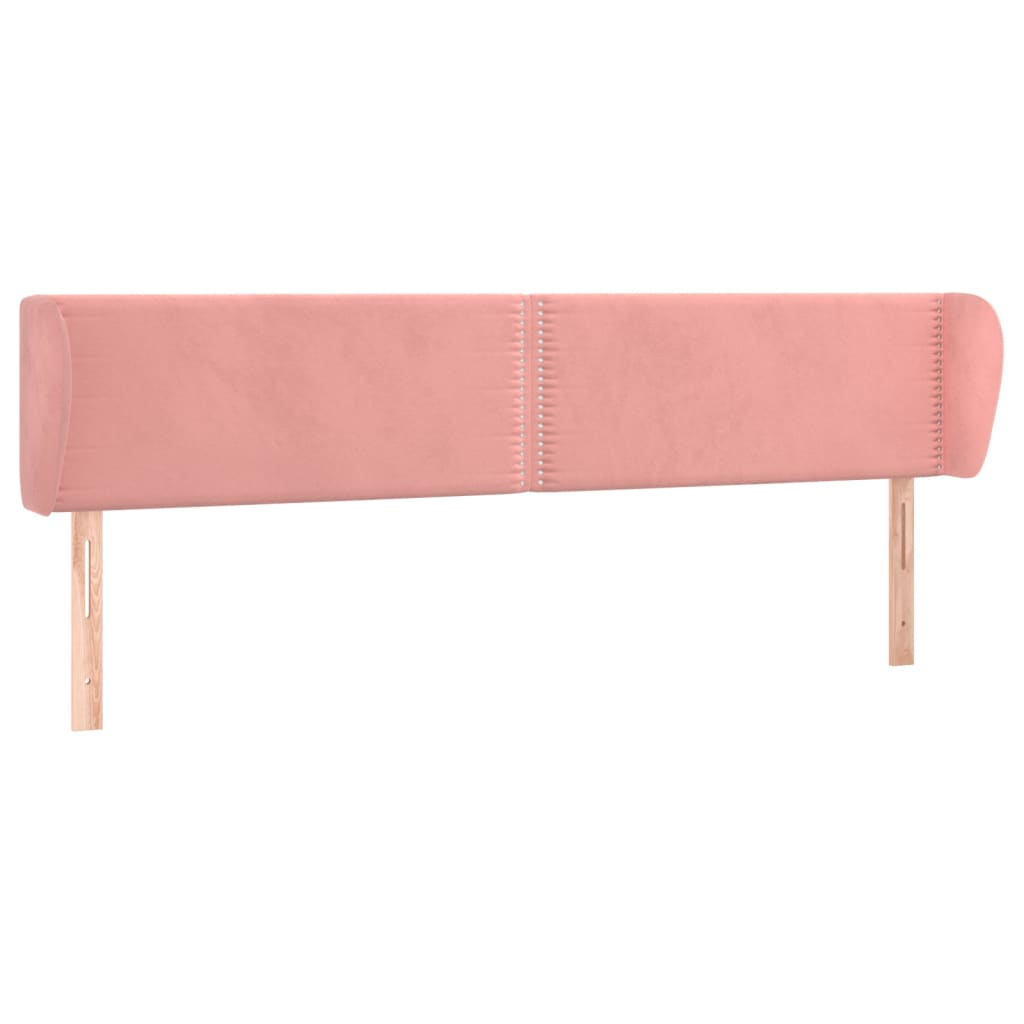 sengegavl med kanter 163x23x78/88 cm fløjl lyserød