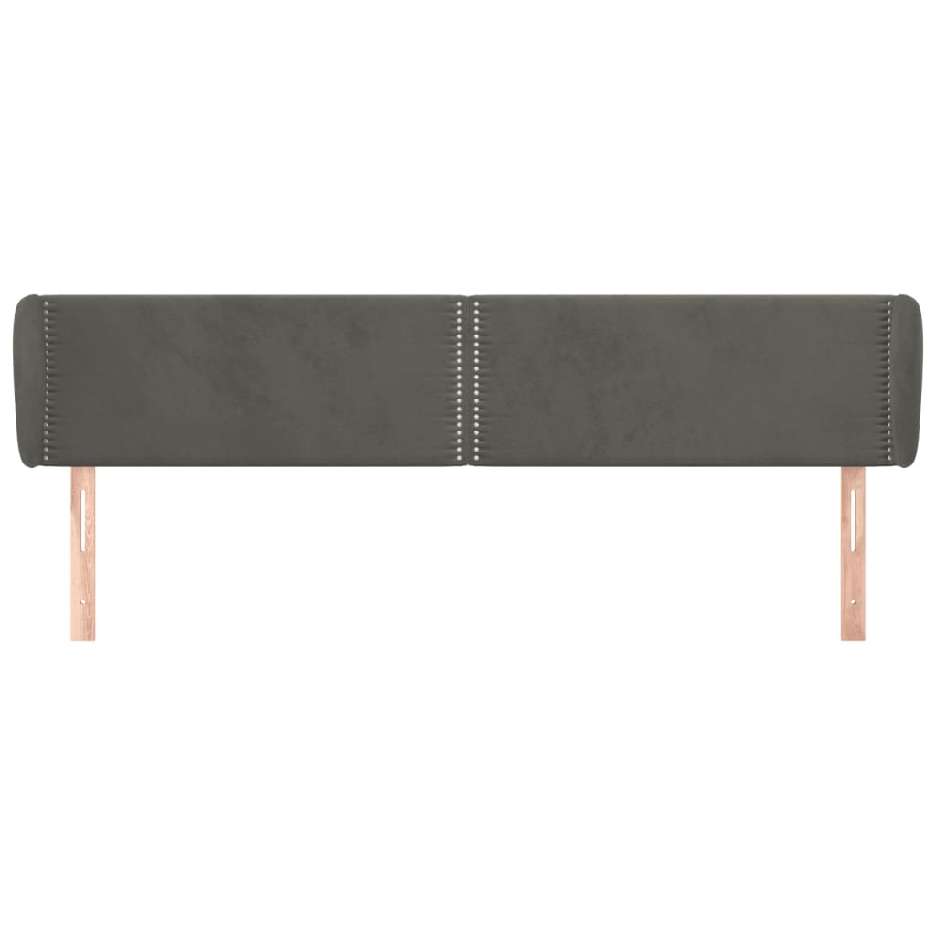 sengegavl med kanter 183x23x78/88 cm fløjl mørkegrå