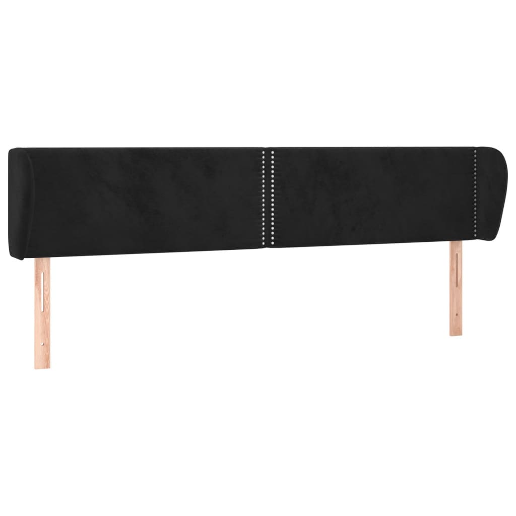 sengegavl med kanter 183x23x78/88 cm fløjl sort