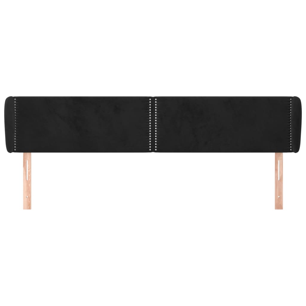 sengegavl med kanter 183x23x78/88 cm fløjl sort