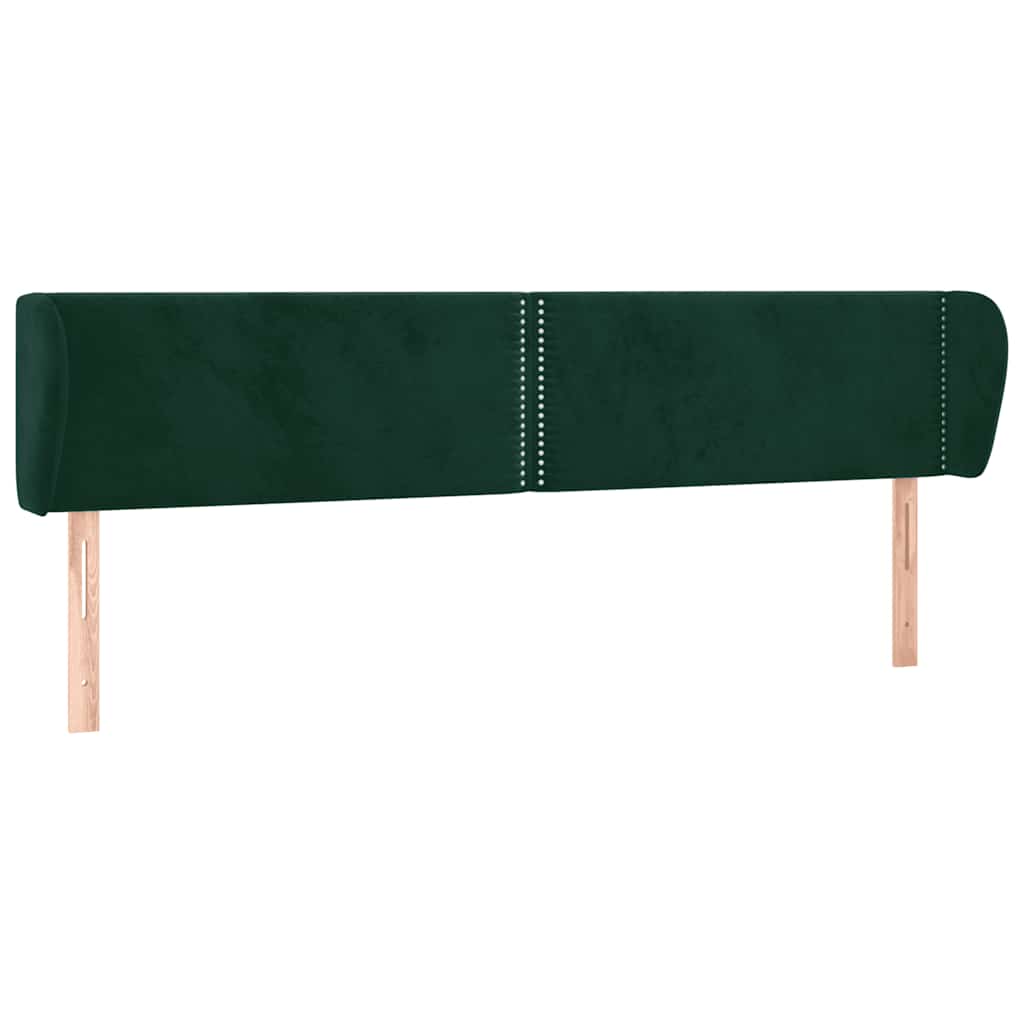 sengegavl med kanter 183x23x78/88 cm fløjl mørkegrøn