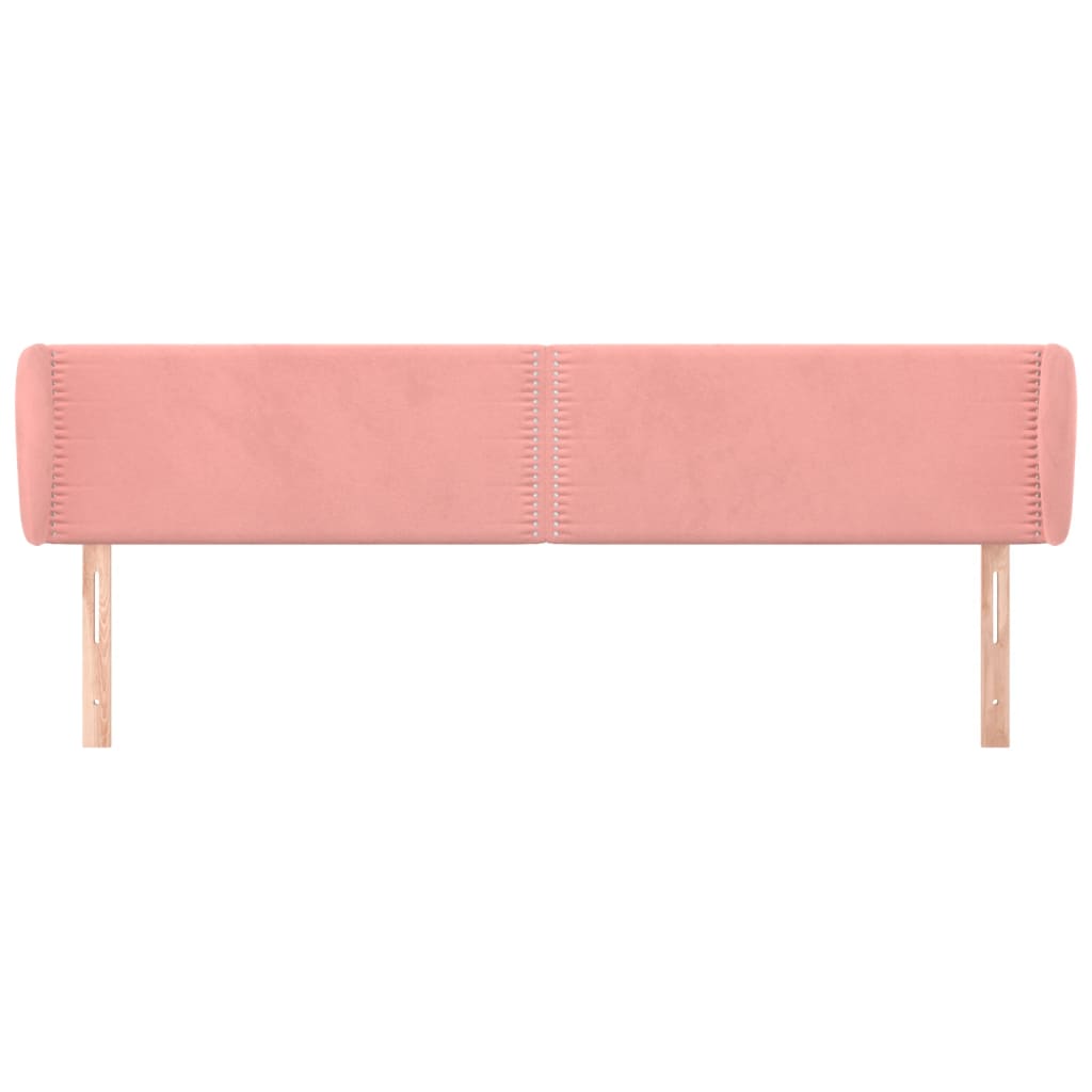 sengegavl med kanter 183x23x78/88 cm fløjl lyserød