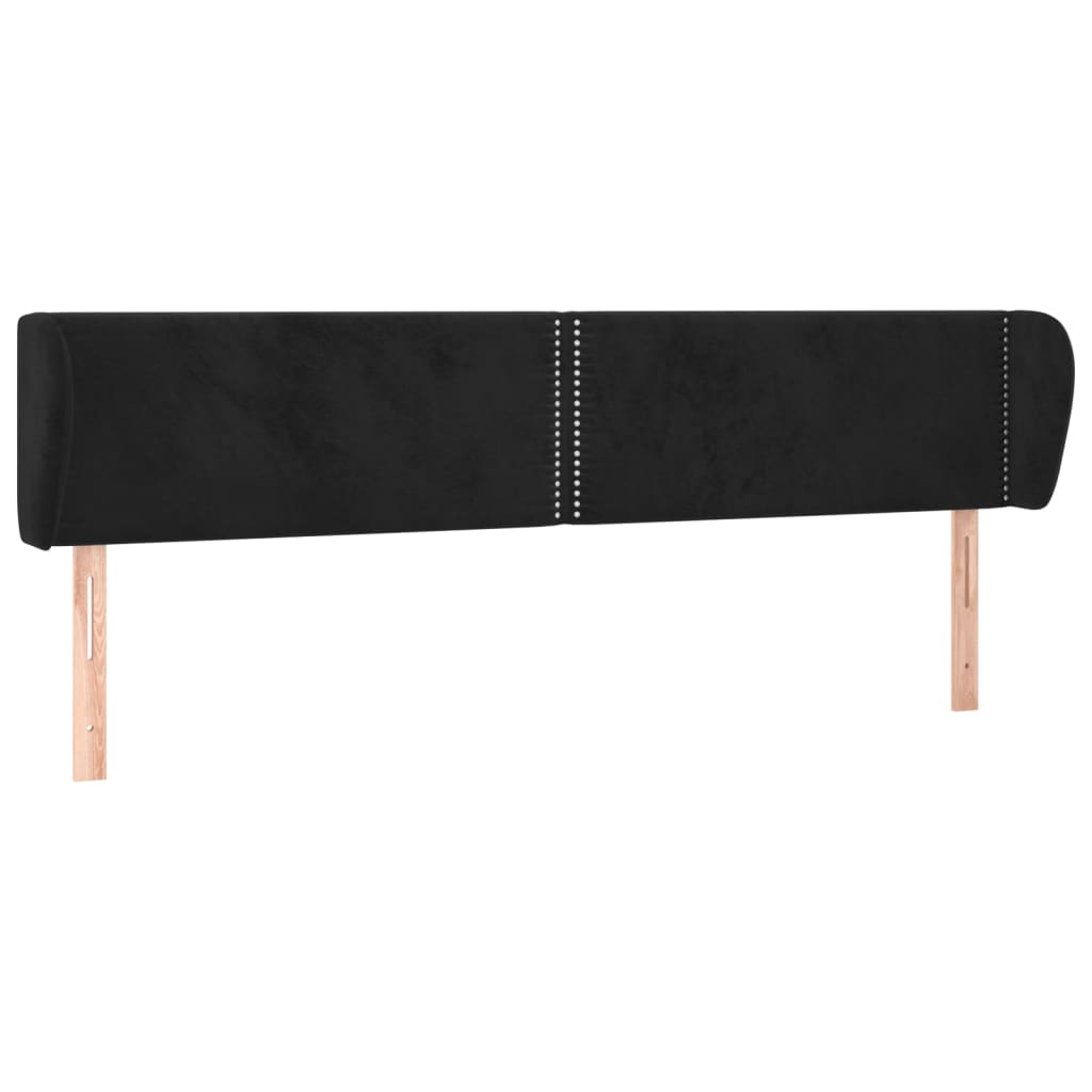 sengegavl med kanter 203x23x78/88 cm fløjl sort