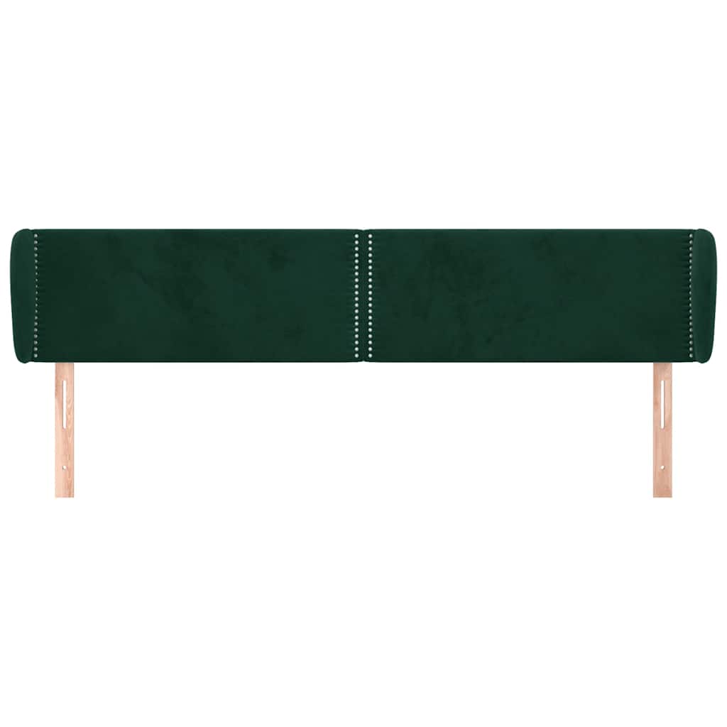 sengegavl med kanter 203x23x78/88 cm fløjl mørkegrøn