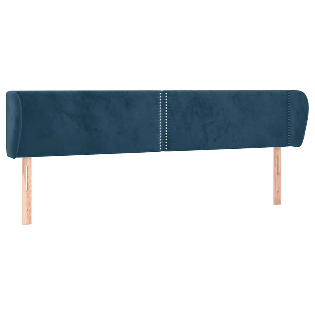 sengegavl med kanter 203x23x78/88 cm fløjl mørkeblå