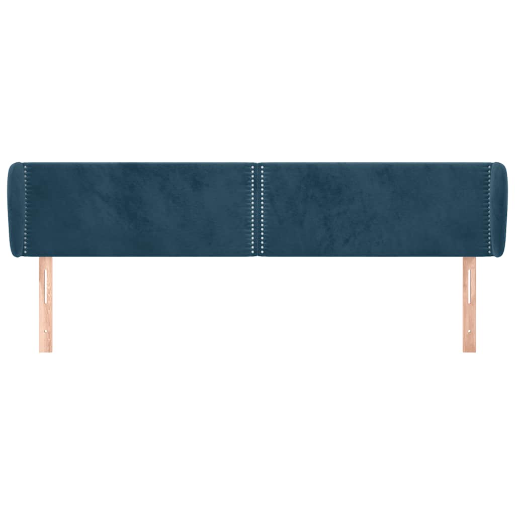 sengegavl med kanter 203x23x78/88 cm fløjl mørkeblå