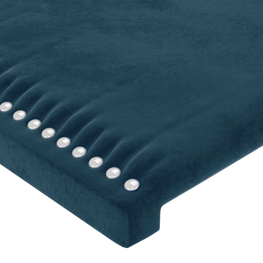 sengegavl med kanter 203x23x78/88 cm fløjl mørkeblå