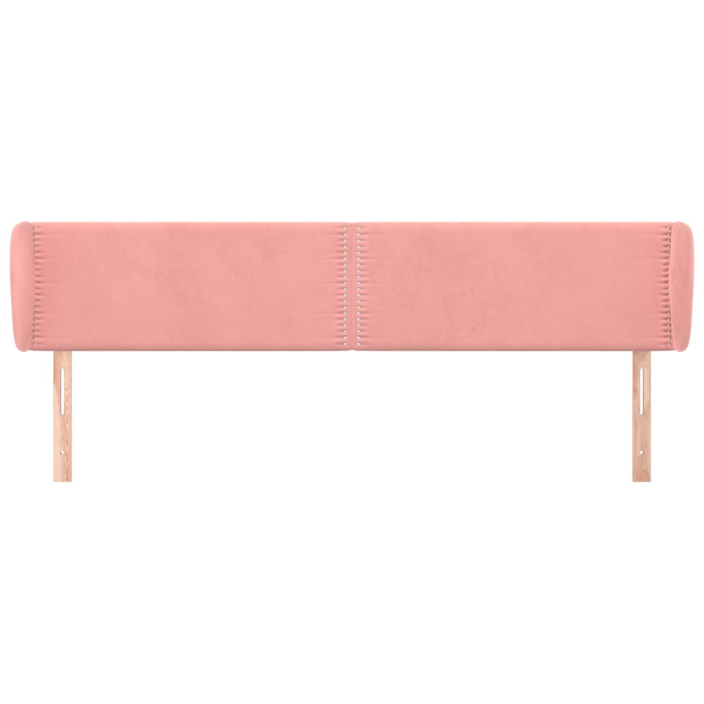 sengegavl med kanter 203x23x78/88 cm fløjl lyserød