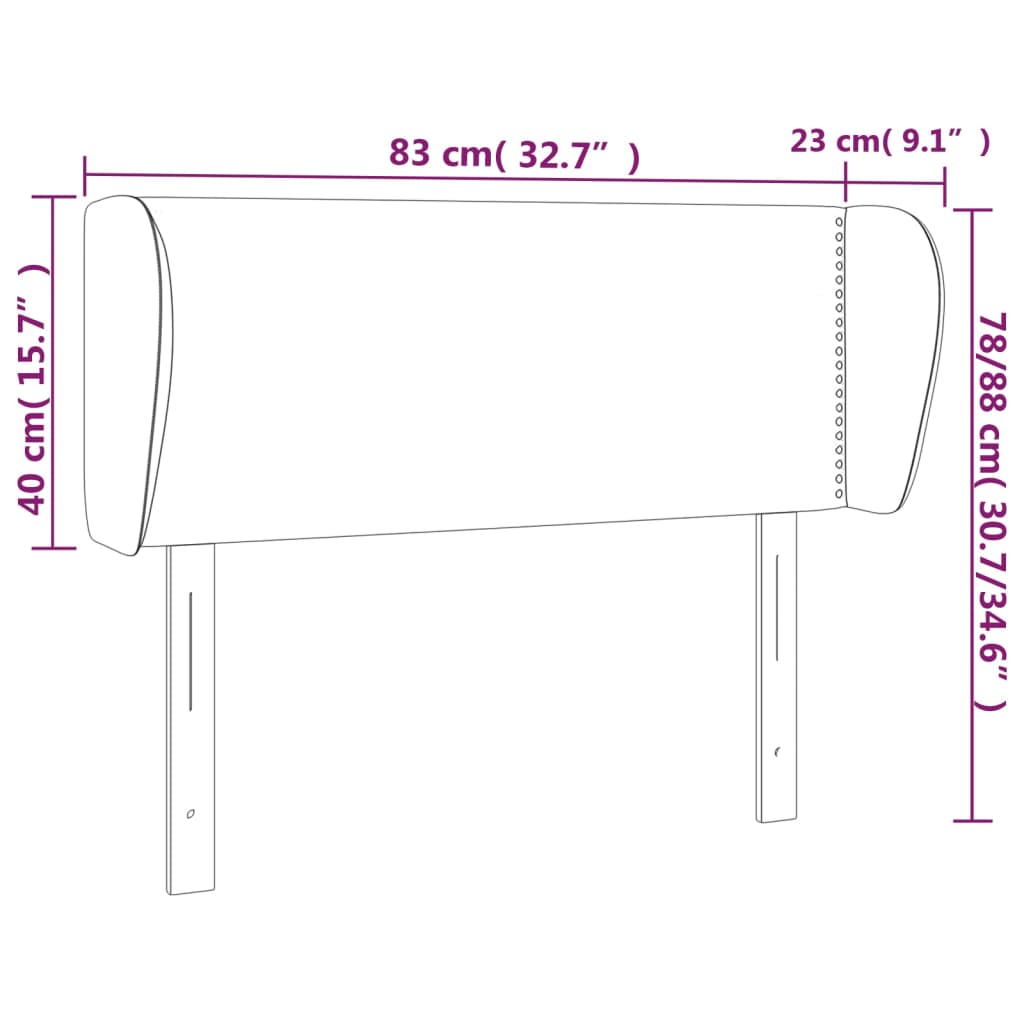 sengegavl med kanter 83x23x78/88 cm kunstlæder sort