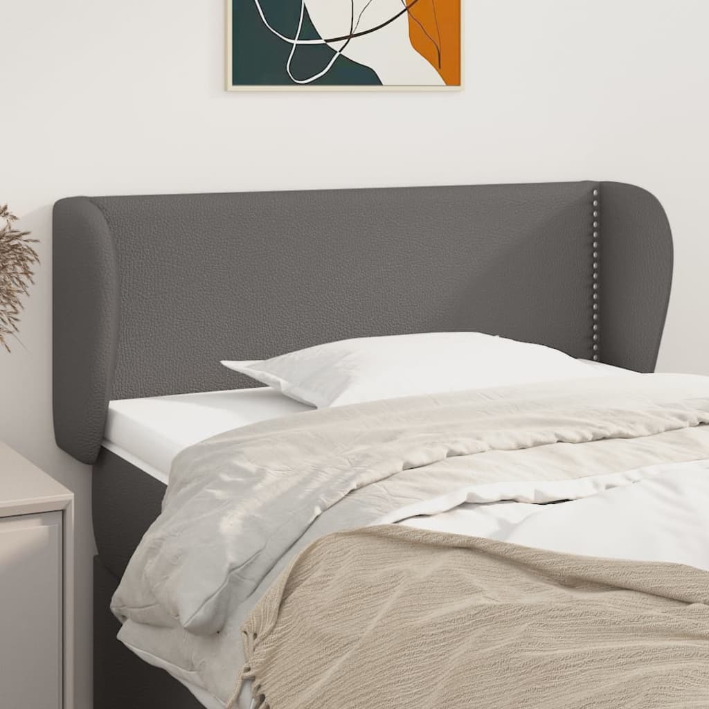 sengegavl med kanter 83x23x78/88 cm kunstlæder grå