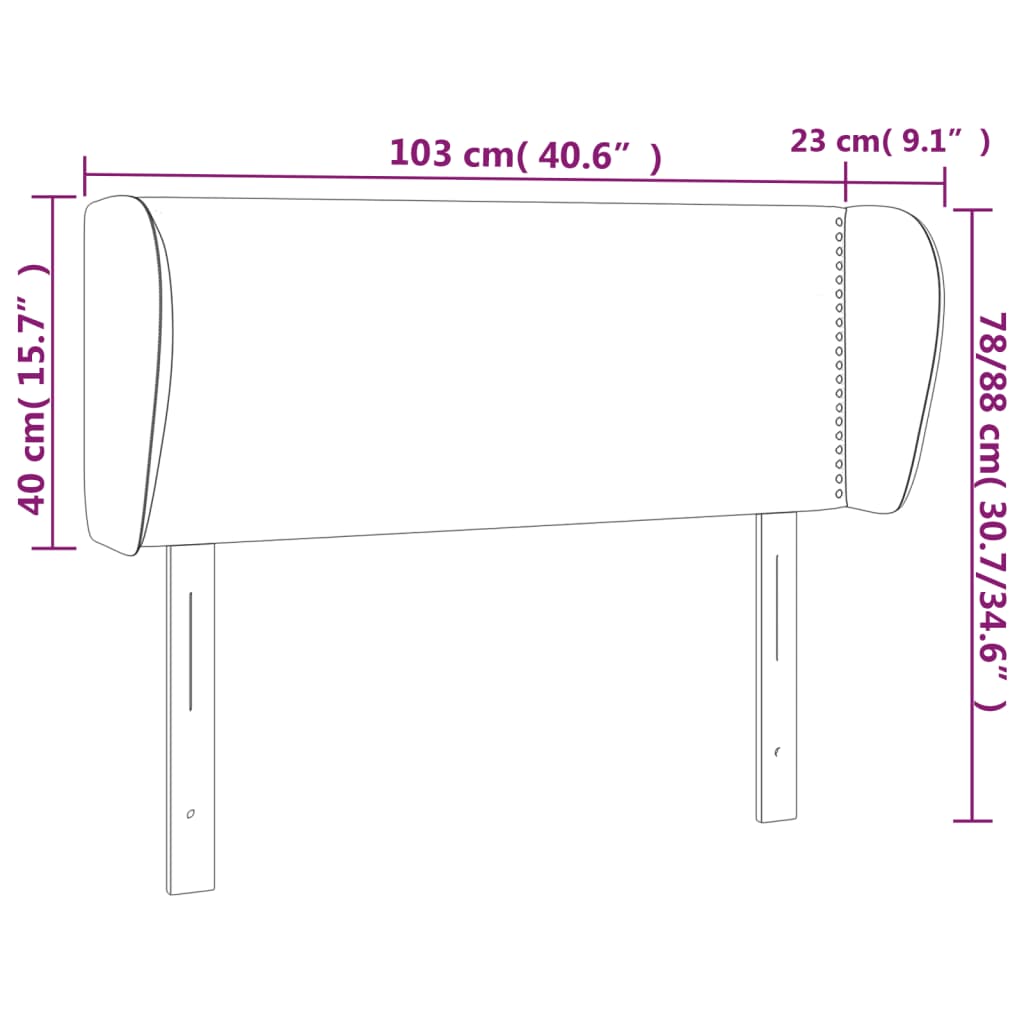 sengegavl med kanter 103x23x78/88 cm kunstlæder sort