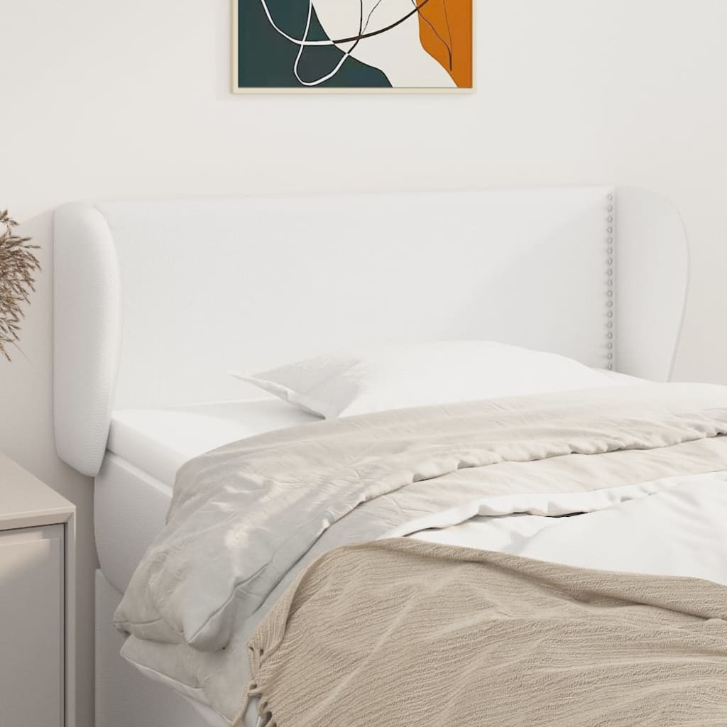 sengegavl med kanter 103x23x78/88 cm kunstlæder hvid