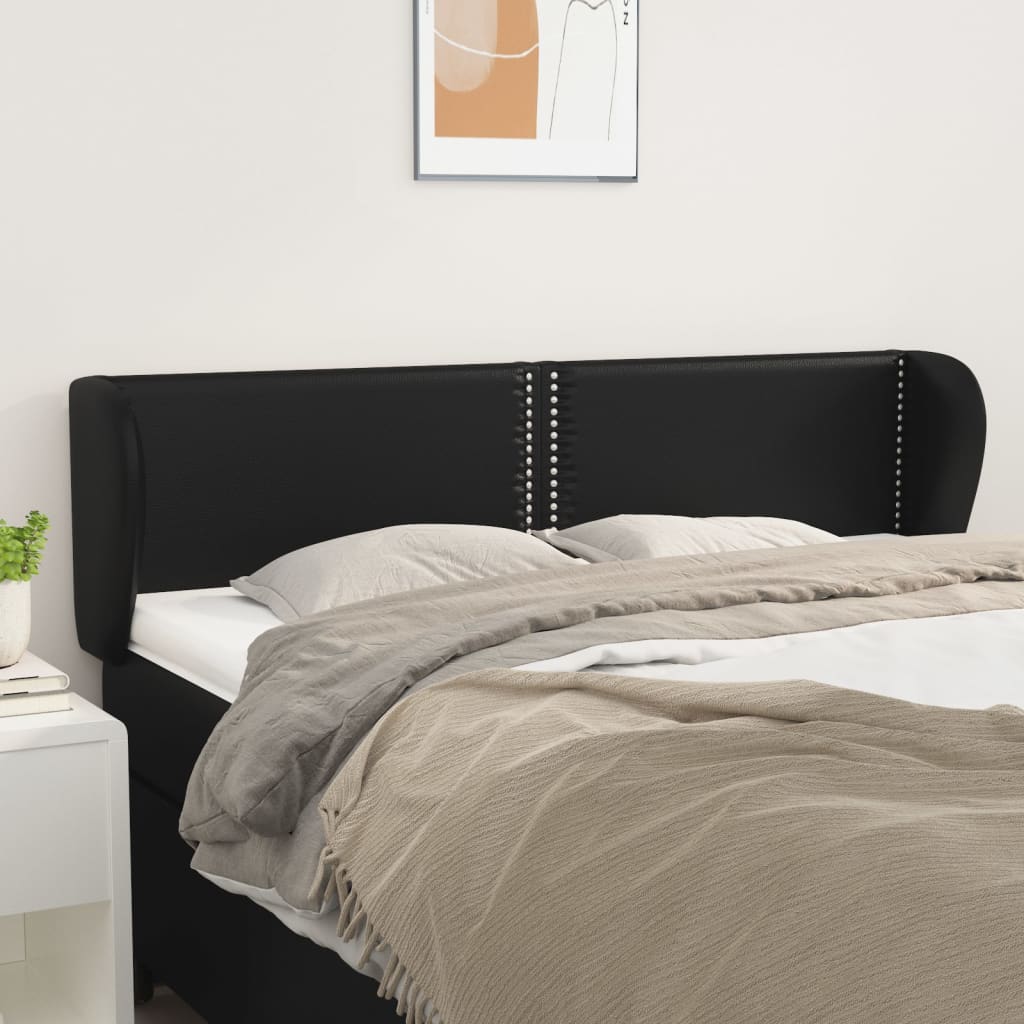 sengegavl med kanter 147x23x78/88 cm kunstlæder sort