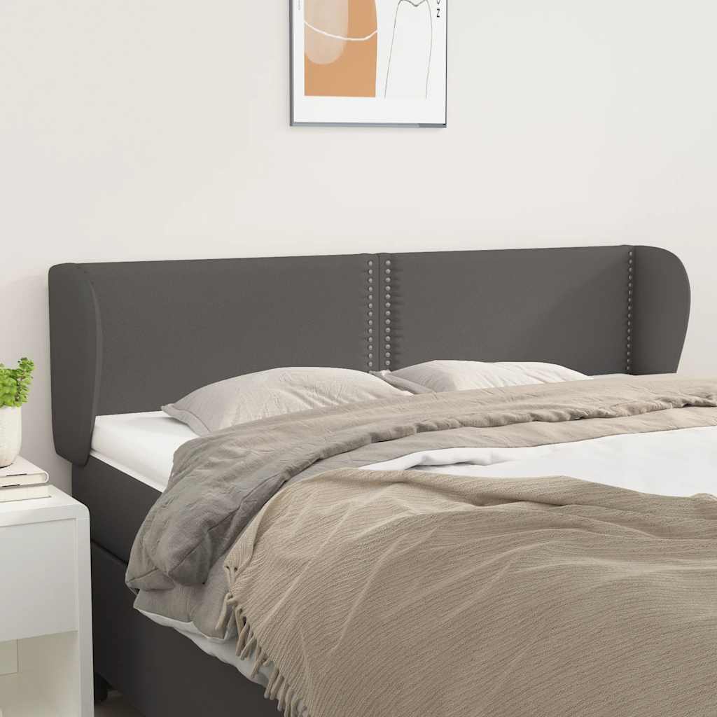 sengegavl med kanter 147x23x78/88 cm kunstlæder grå