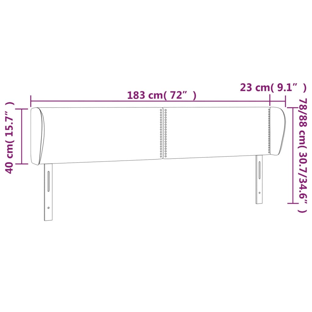 sengegavl med kanter 183x23x78/88 cm kunstlæder sort