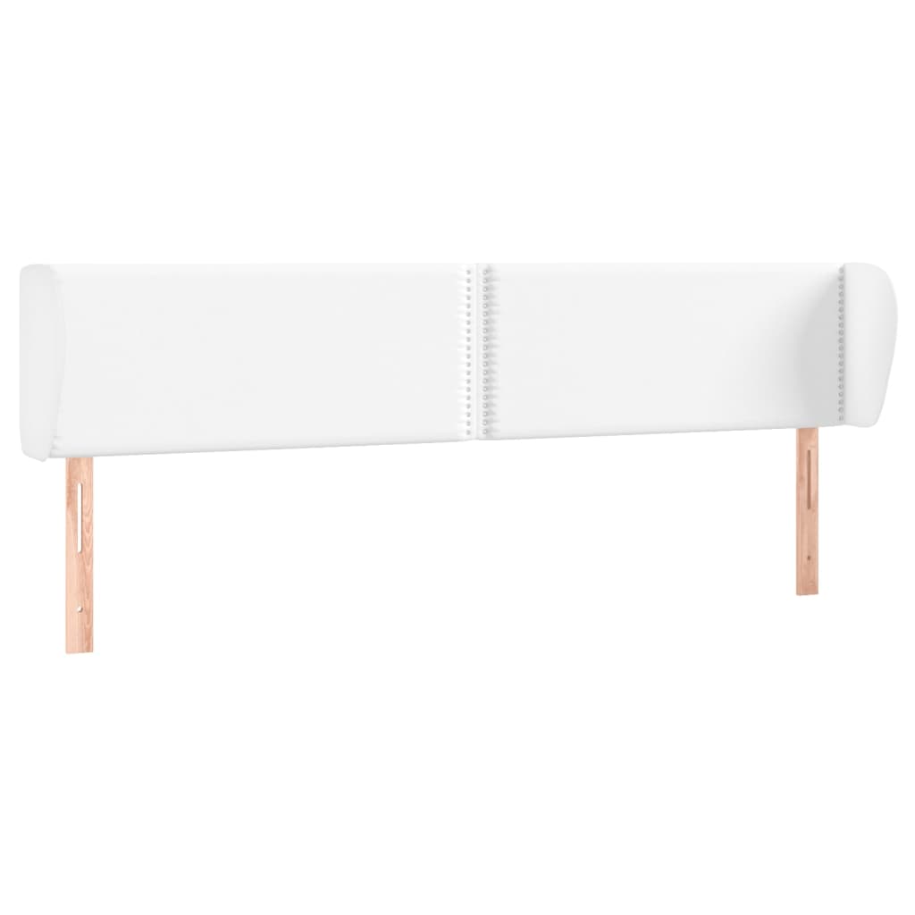 sengegavl med kanter 203x23x78/88 cm kunstlæder hvid