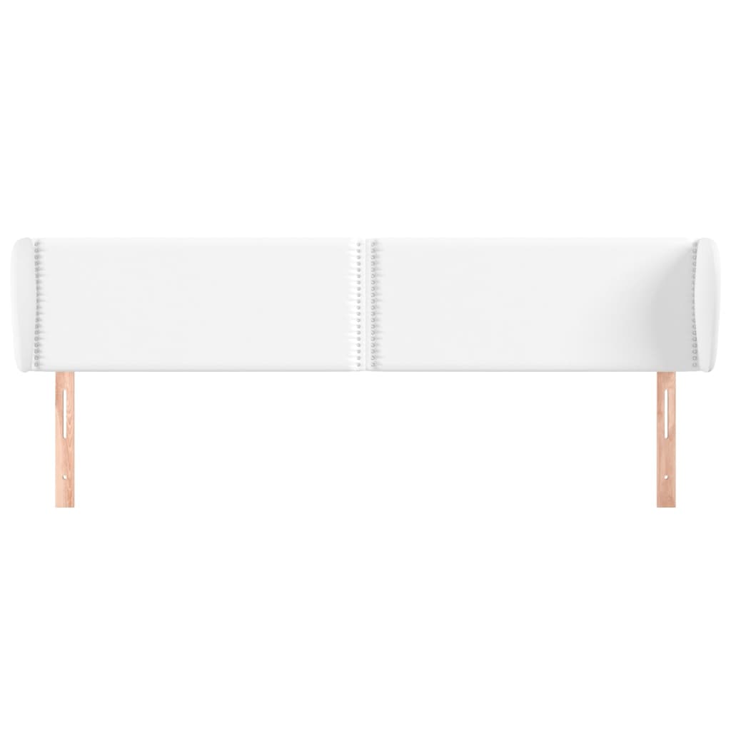 sengegavl med kanter 203x23x78/88 cm kunstlæder hvid