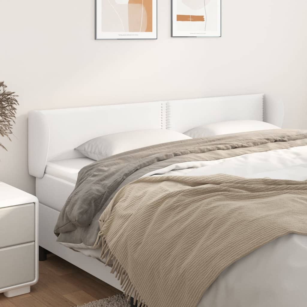 sengegavl med kanter 203x23x78/88 cm kunstlæder hvid