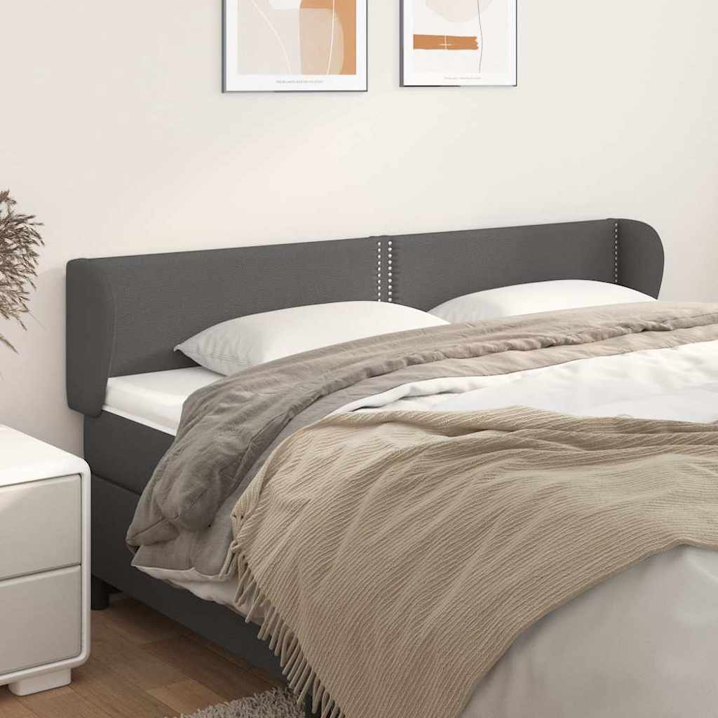 sengegavl med kanter 203x23x78/88 cm kunstlæder grå
