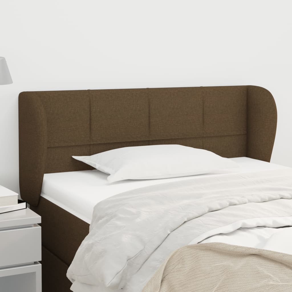 sengegavl med kanter 83x23x78/88 cm stof mørkebrun