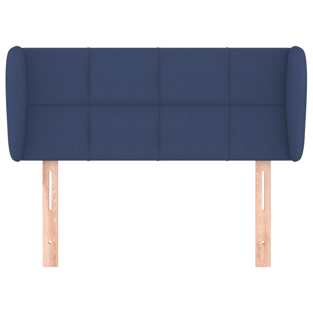 sengegavl med kanter 83x23x78/88 cm stof blå