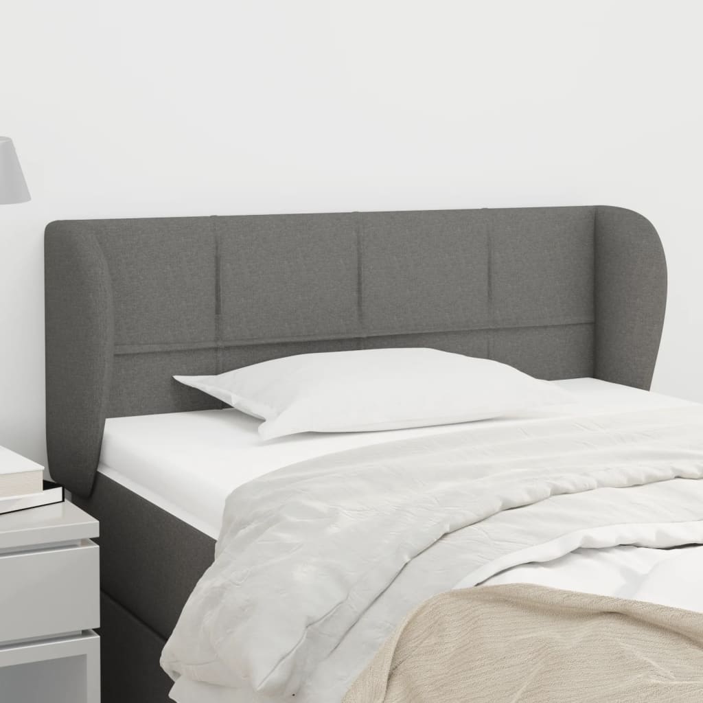sengegavl med kanter 93x23x78/88 cm stof mørkegrå