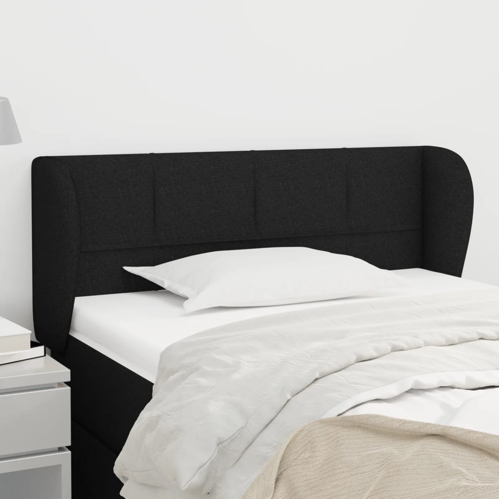 sengegavl med kanter 93x23x78/88 cm stof sort