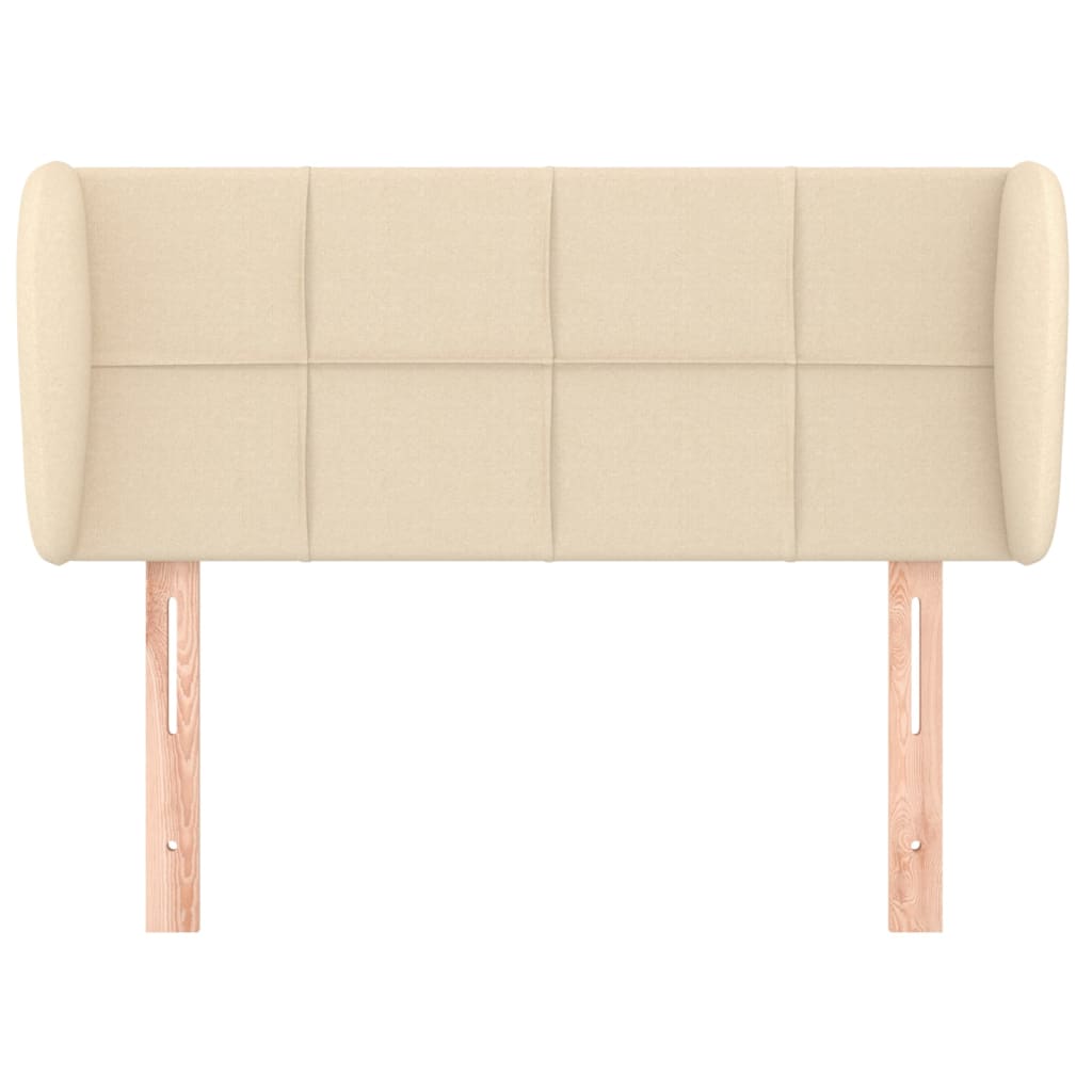 sengegavl med kanter 93x23x78/88 cm stof cremefarvet