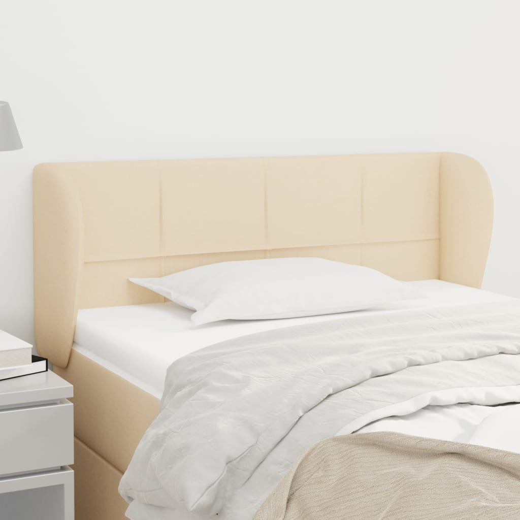 sengegavl med kanter 93x23x78/88 cm stof cremefarvet