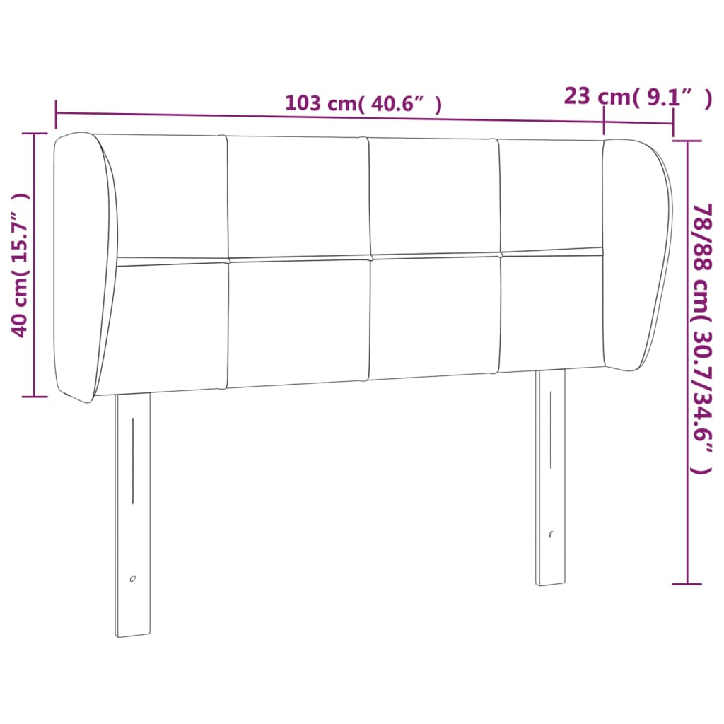 sengegavl med kanter 103x23x78/88 cm stof blå