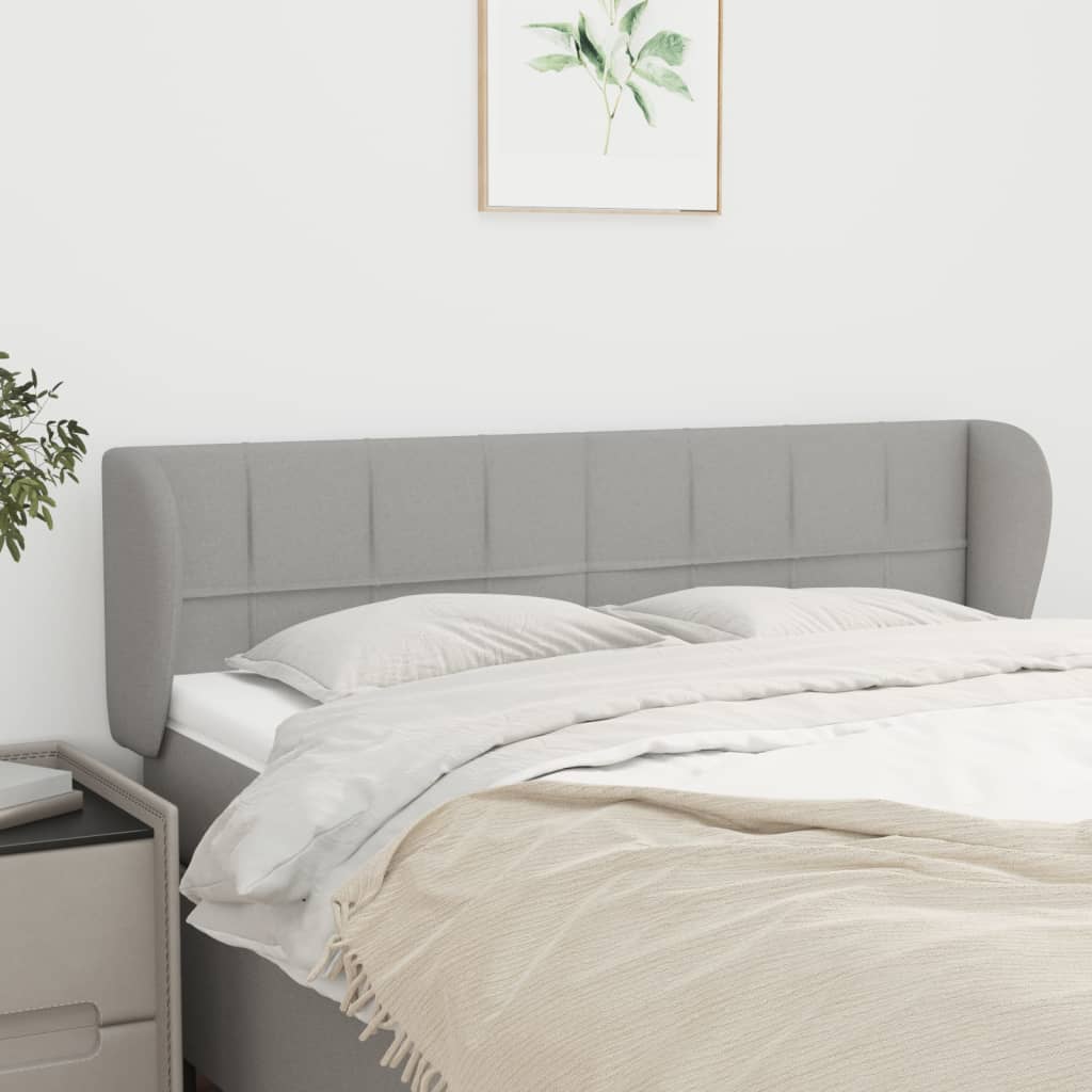 sengegavl med kanter 147x23x78/88cm stof lysegrå
