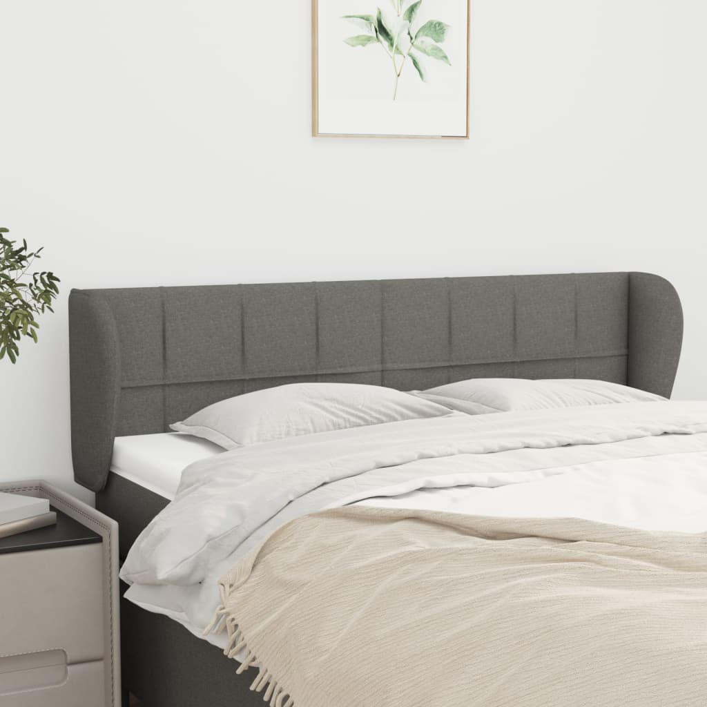 sengegavl med kanter 147x23x78/88 cm stof mørkegrå