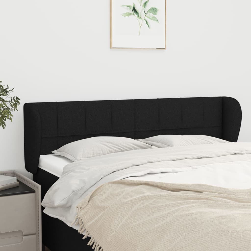 sengegavl med kanter 147x23x78/88 cm stof sort