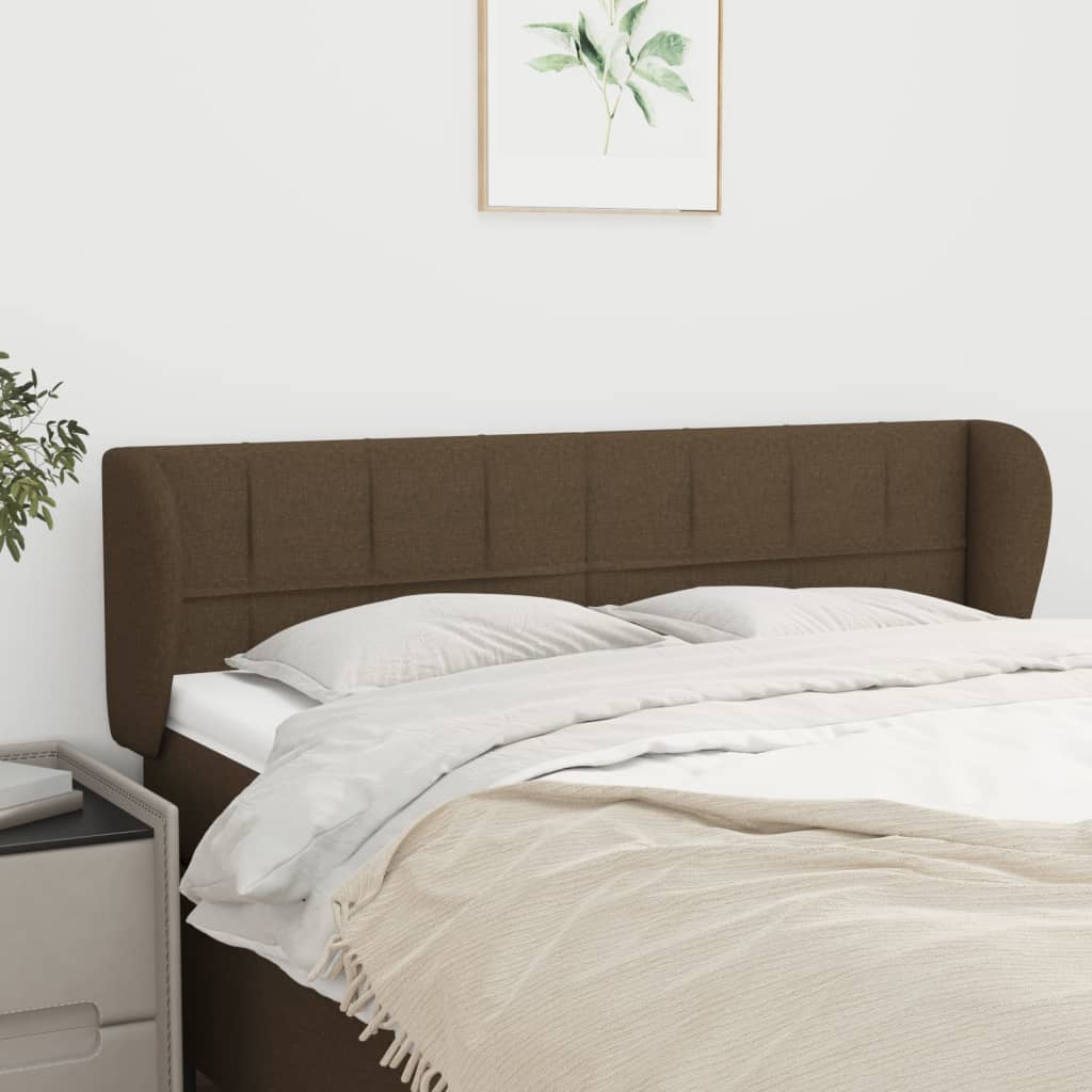 sengegavl med kanter 147x23x78/88 cm stof mørkebrun