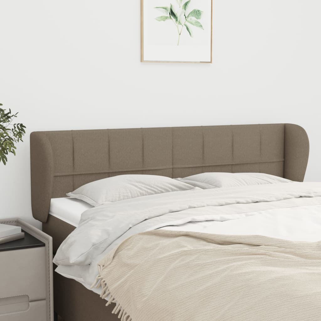 sengegavl med kanter 147x23x78/88 cm stof gråbrun