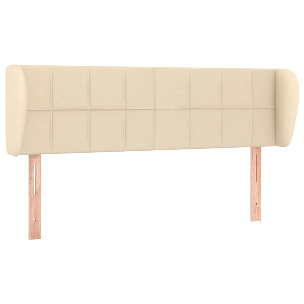 sengegavl med kanter 147x23x78/88 cm stof cremefarvet