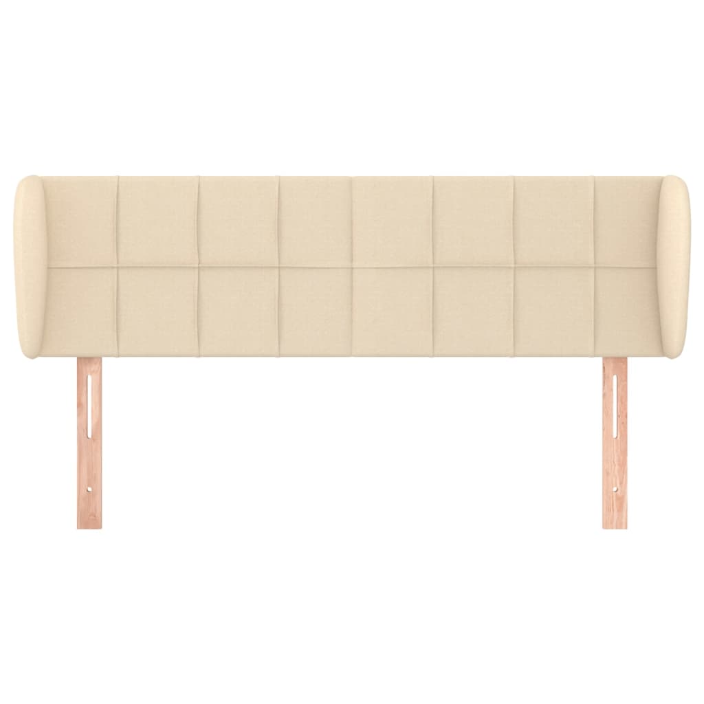 sengegavl med kanter 147x23x78/88 cm stof cremefarvet