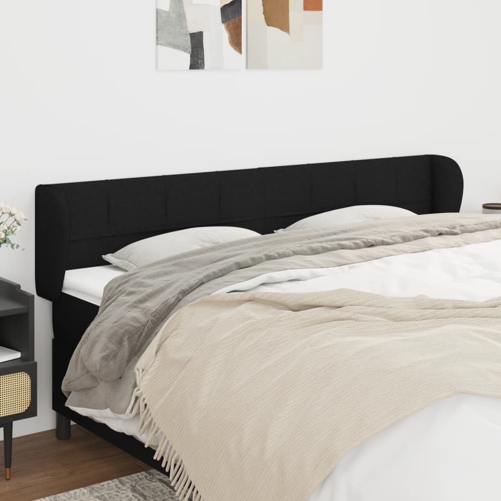 sengegavl med kanter 183x23x78/88 cm stof sort