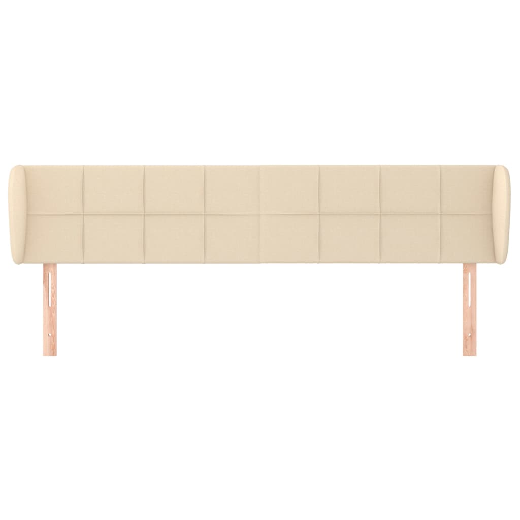 sengegavl med kanter 183x23x78/88 cm stof cremefarvet