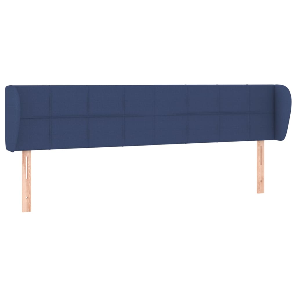 sengegavl med kanter 183x23x78/88 cm stof blå