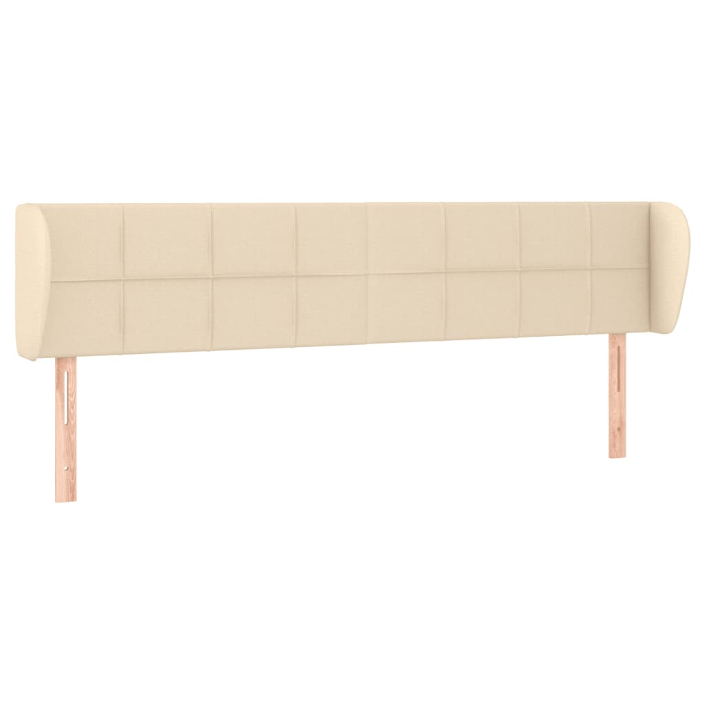 sengegavl med kanter 203x23x78/88 cm stof cremefarvet