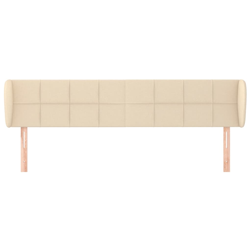 sengegavl med kanter 203x23x78/88 cm stof cremefarvet