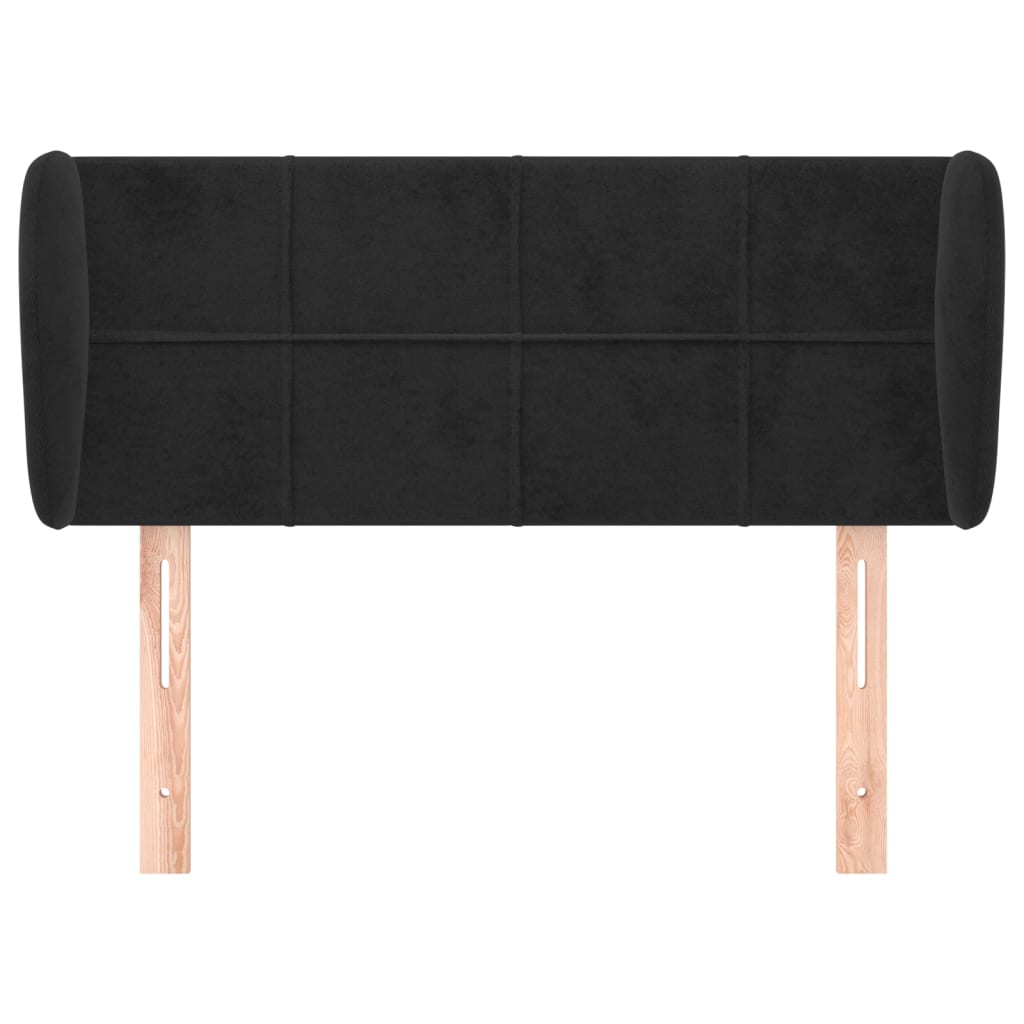 sengegavl med kanter 83x23x78/88 cm fløjl sort